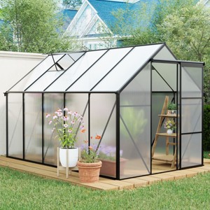 Outdoor Patio 6x6 FT Greenhouse, Heavy Duty Walk-in Greenhouses, Greenhouse with Sliding Door, Greenhouse with Aluminum Frame-Coolbibila - 1 of 4
