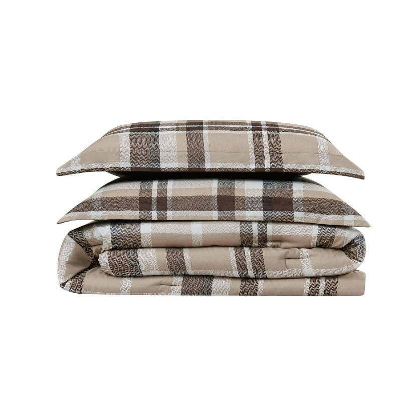 Paulette Plaid Duvet Cover Set Taupe - Truly Soft, 4 of 6
