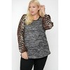 Slickblue Stylish & Fashionable Two-Tone Color Top - Cheetah/Camo Print Bubble Sleeves, 1XL-3XL, Comfortable Fit - 2 of 4