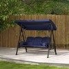 Outsunny 3-Seat Outdoor Patio Swing with Adjustable Tilt Canopy, Cushions, Pillow, Steel Frame, Side Tray, Cup Holder - 2 of 4