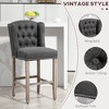 PAGED Button Tufted Counter Height Bar Stools Set of 2, 180 Degree Swivel Barstools with Solid Wood Footrests for Kitchen Island, Dining Room - 2 of 4