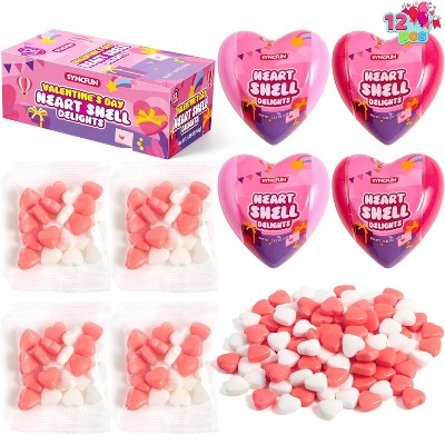 Joyfy 12/24 Pcs Heart Candy, Valentines Day Color Candy, Snacks Tiny Candy Jewelry Classroom Exchange Gift for Kids Party Favor Holiday Reward Prizes