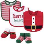 Little Treasure Baby Boy Cotton Bib and Sock Set 5pk, Santa, One Size