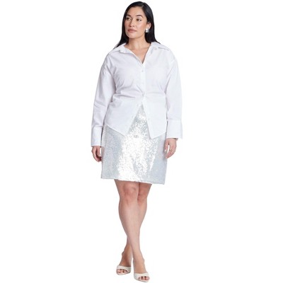 ELOQUII Women's Plus Size Sequin Mini Skirt