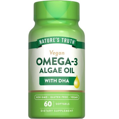 Nature's Truth Vegan Omega 3 Supplement | 60 Softgels | Algae Oil Formula with DHA