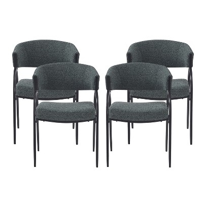Christopher Knight Home Silas Upholstered Armrest Dining Chairs with Metal Legs (Set of 4)