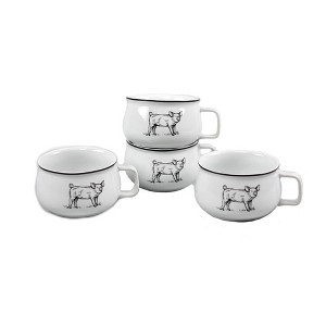 Omniware Country Farm 20oz Jumbo Mug, Set of 4 - Pig, Stoneware Cup with Handle Dishwasher Safe - Rustic Farmhouse Style for Cozy Meals - 1 of 1