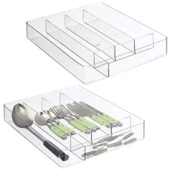 mDesign Plastic Kitchen Drawer Storage Cutlery Tray - Clear