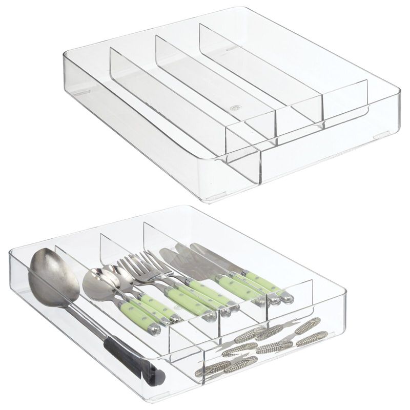 mDesign Plastic Kitchen Drawer Storage Cutlery Tray - Clear, 1 of 10
