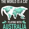 Junior's Design By Humans The World Is A Cat Playing With Australia Map By ZeusSE T-Shirt - 2 of 3