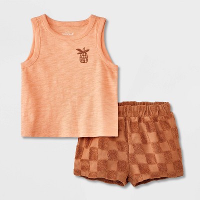 Image of Baby Boys' Solid Top & Bottom Set - Cat & Jack™ Orange 6-9M