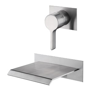 Sumerain Waterfall Wall Mount Tub Filler Brushed Nickel with Valve Single Two Handle, High Flow Rate - 1 of 4