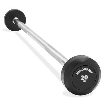 Philosophy Gym Rubber Fixed Barbell, Pre-Loaded Weight Straight Bar for Strength Training & Weightlifting