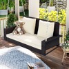 2-Person Wicker Hanging Porch Swing with Chains, Cushion, Pillow, Rattan Swing Bench for Garden, Backyard, Pond. - 4 of 4