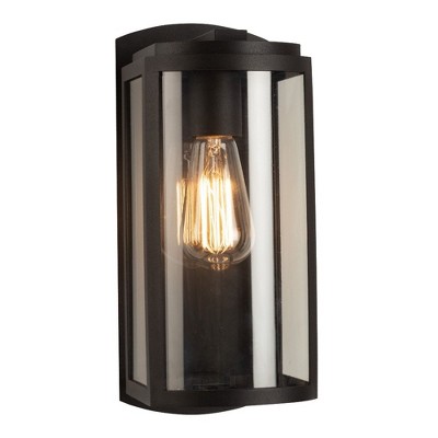 Matte Black Dimmable Outdoor Wall Light with Clear Glass