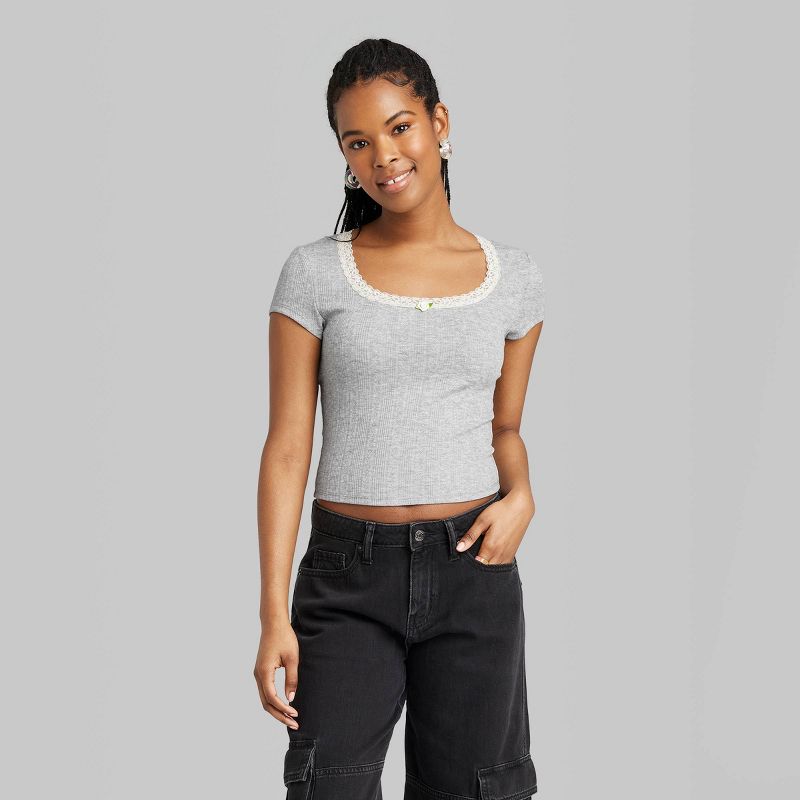 Women's Short Sleeve Pointelle Rosette T-Shirt - Wild Fable™, 3 of 10