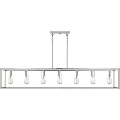 New Harbor Brushed Nickel 52" Linear Chandelier with Edison Bulbs