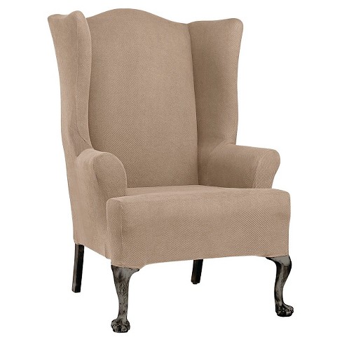 Stretch Twill Wing Chair Slipcover Taupe Sure Fit Target
