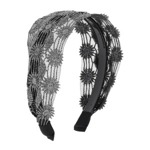 Unique Bargains Women's Sunflower Pattern Headband 5.91"x4.33" Silver Tone 1 Pc - 1 of 4