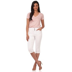 Rekucci Women's Secret Figure Pull-On Denim Capri Jeans with Snap Detail - 1 of 4