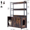 Cat Litter Box Enclosure Furniture with Shelves - 52" Hidden Litter Box Cabinet, Wood Enclosed Cat House with Scratch Mat, Dog Proof Design - 2 of 4