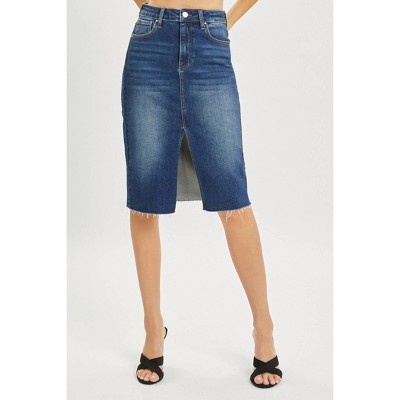Women's High Rise Front Slit Midi Skirt - Plus - RISEN