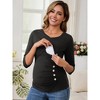 Women's Maternity Nursing Blouse V Neck 3/4 Sleeves Ribbed Knitted Ruched Tops - INSPIRE CHIC - 2 of 4