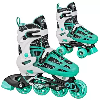 Roller Derby Mint Prodigy Kids' Adjustable Inline-Quad Combo Skates - White/Mint Green