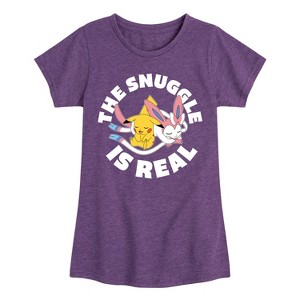 Girls' - Pokémon - The Snuggle Is Real Pikachu And Sylveon Fitted Short Sleeve Graphic T-Shirt - 1 of 4