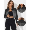 Allegra K Women's Casual Zip-Up Faux Flap Pockets Washed Denim Crop Jacket - image 2 of 4