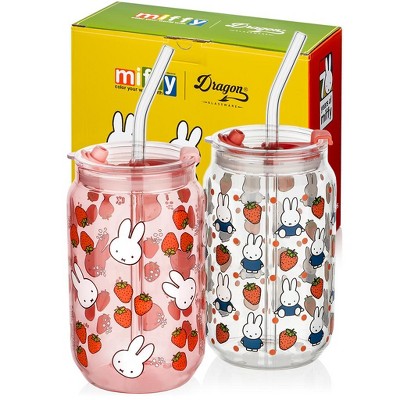 Dragon Glassware | Miffy 16 oz Strawberry Drinking Glasses Set of 2