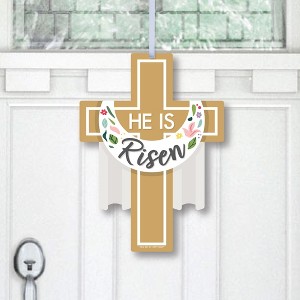 Big Dot of Happiness Religious Easter - Hanging Porch Christian Holiday Party Outdoor Decorations - Front Door Decor - 1 Piece Sign - 1 of 4