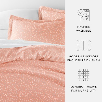 King/California King Pink Floral Ultra Soft Duvet Cover & Shams Set