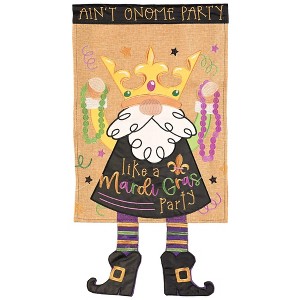 Magnolia Garden Mardi Gras Party Gnome 13 x 24 Inch Polyester Crazy Legs Garden Flag - 1 of 2