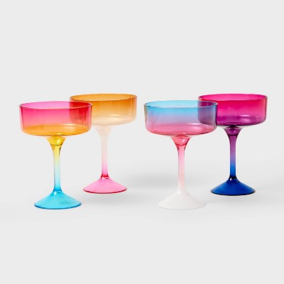 Pride 4pc 13 fl oz Spill the Tea Rainbow Plastic Coupe Drinkware Set