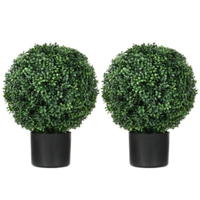Maggift Artificial Plant Set of 2 Artificial Ball Boxwood Topiary Trees Indoor Outdoor Fake Plants for Office Living Room, Green, 15.7"*15.7"*20.5"