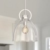 YANSUN 14-In. Clear Glass Bell Pendant Light, Nickel Finish, E26 Base, Non-Integrated, 1-Light Traditional Hanging Fixture - 3 of 4