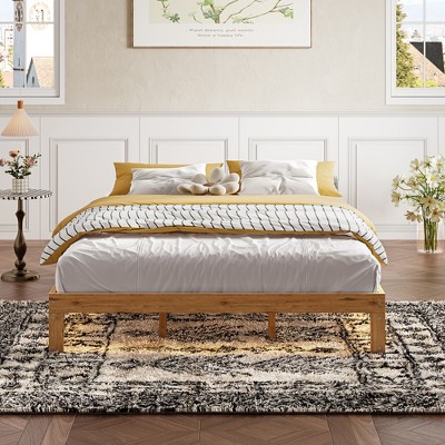 Queen Size Wood Platform Bed with Slat Support