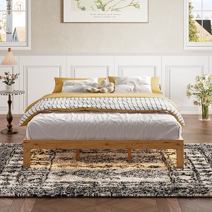 Queen Size Wood Platform Bed with Slat Support - 1 of 4