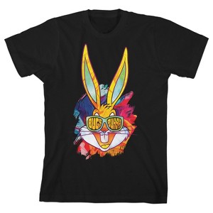 Looney Tunes Cartoon Bugs Bunny Colorful Art Black Graphic Tee Toddler Boy to Youth Boy - 1 of 1