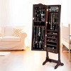 Tangkula Auto Lighting Jewelry Box Armoire Vanity Case w/ Full Length Mirror & 14 pcs LED Coffee - 3 of 4