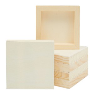 Bright Creations 6 Pack Unfinished Wood Canvas Boards for Painting, Blank Deep Cradle 5x5 Panels for Art Projects, 0.85 In Thick - 1 of 4