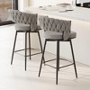 QingMoon 360° Swivel Bar Stools Set of 2, Linen Fabric Counter Height Chairs with Adjustable Feet and Metal Legs Ideal for Kitchen Islands, Cafes - 2 of 4