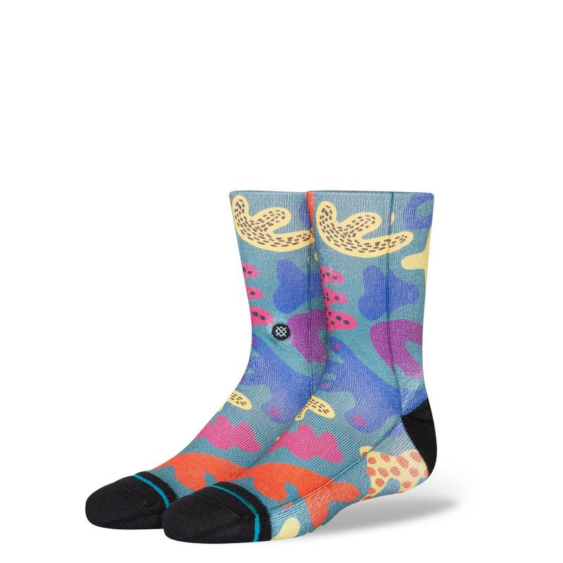 Stance Kids&#39; Abstract Shapes Crew Socks - Teal Blue L, 1 of 11