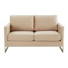 LeisureMod Lincoln Mid-Century Modern Upholstered Velvet Loveseat with Gold Frame - 3 of 4