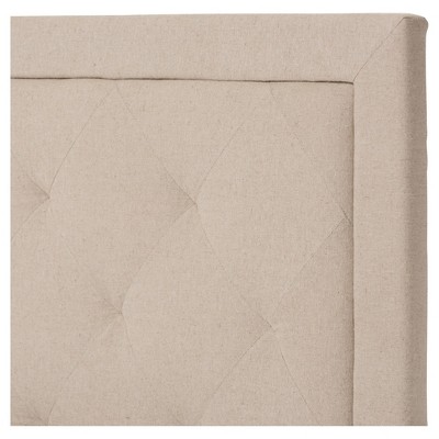Modern Beige Linen Twin Platform Bed with Diamond Tufting