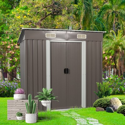 6ft x 4ft Dark Brown Metal Outdoor Storage Shed