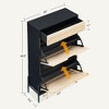 Shoe Cabinet Storage for Entryway, Rattan Shoe Cabinet with 2 Flip Drawers, Freestanding Shoe Storage Organizer with Metal Legs - 4 of 4