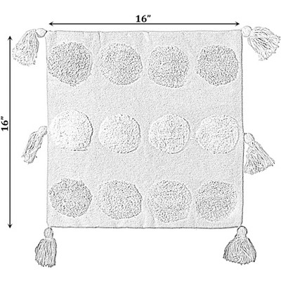 16" Handwoven Cotton Pillow Cover with Tufted Dots and Tassels
