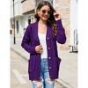 Women's Open Front Cardigan Sweater with Pockets Long Sleeve Cable Knit Button Loose Cardigan Sweater - 3 of 4